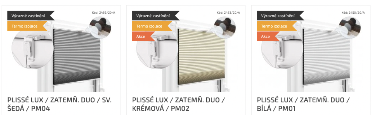 Plisé kategorie
